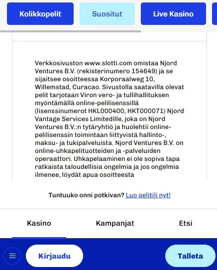 Slotti Casino - Lisenssi ja vastuullisuus